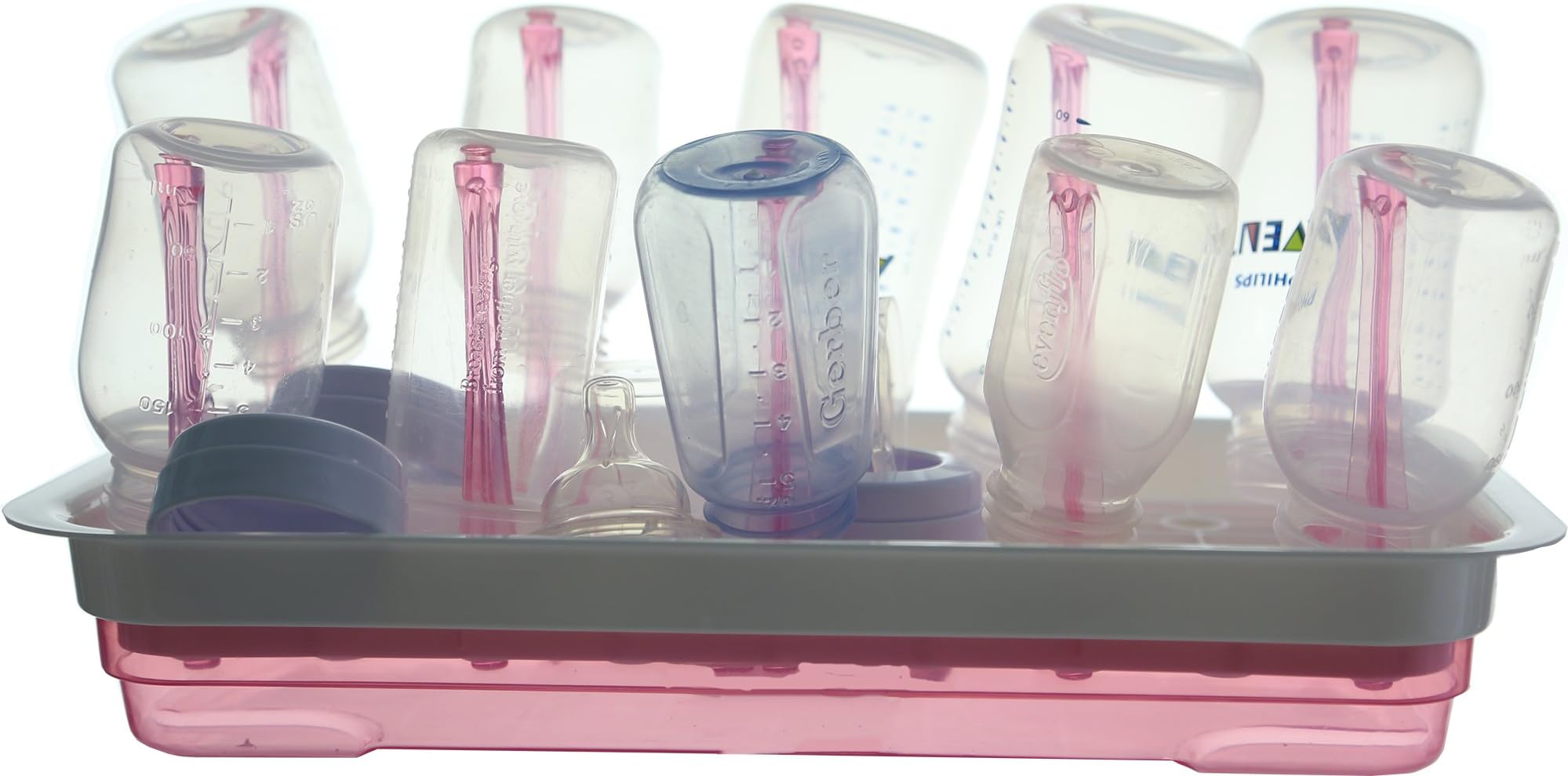 ChaBabee Pink Multi-Purpose, Universal, Adjustable Removable Peg Kitchen Countertop Drying Rack - Dry, Organize, Store Baby Bottles, Utensils, Glasses, Cooking pan lids, Drinking Bottles etc