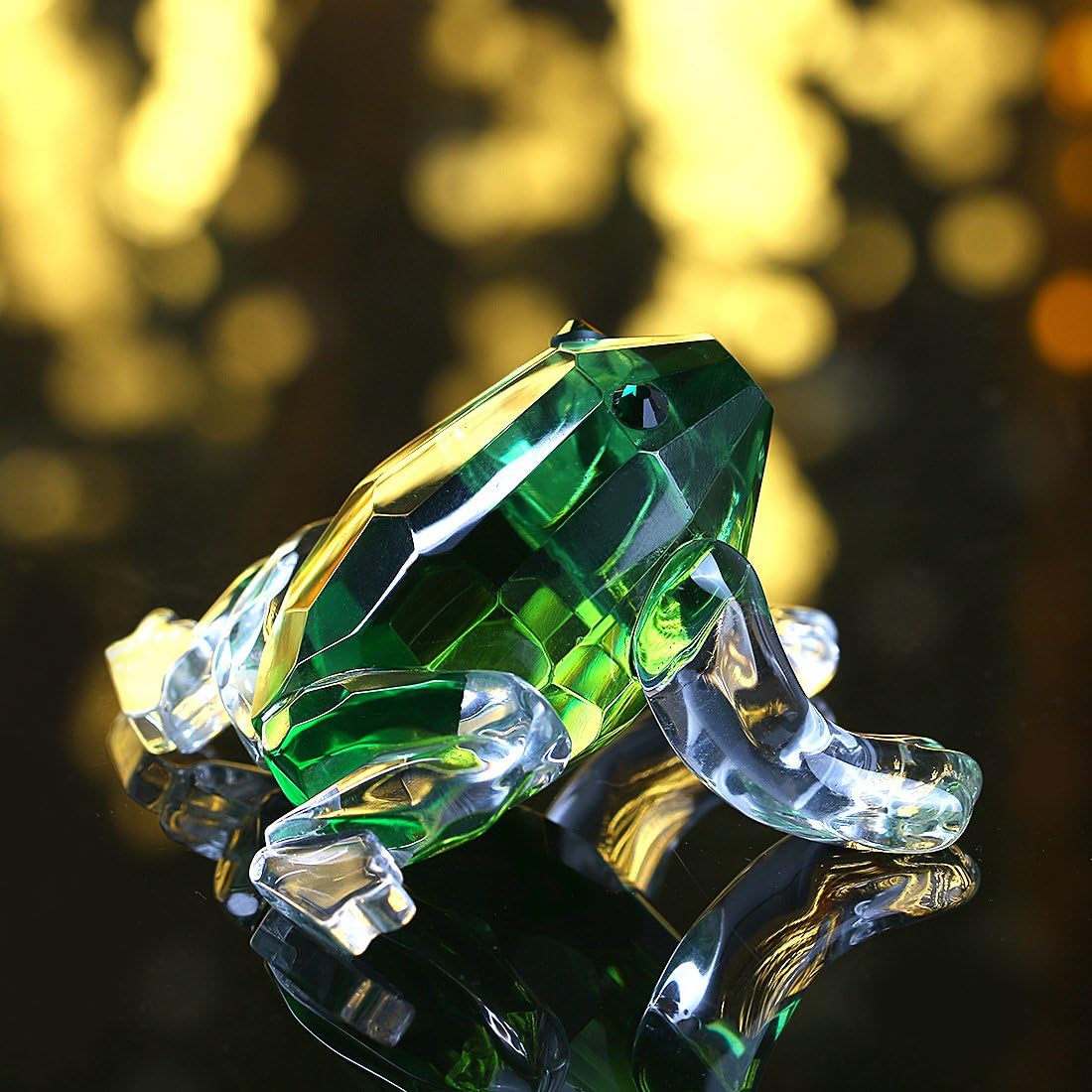 H&D HYALINE & DORA Mini Crystal Frog Figurine Collection,Glass Animal Paperweight Table Centerpiece Ornament(Green) - Image 4
