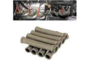 BAIYIQING Titanium Spark Plug Wire Boots Thermal Protection Insulator Sleeve, 2500 Degree Heat shield Cover Wrap 6 inch for Car Truck 8PCS
