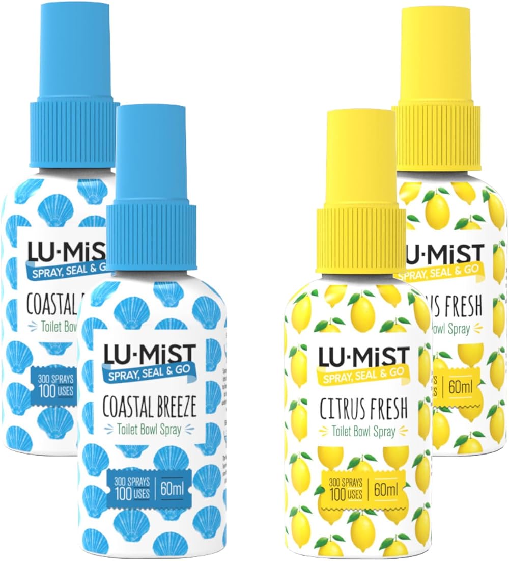 Lu-mist 4 x 60ml Assorted Toilet Bowl Spray Citrus Fresh Coastal Breeze