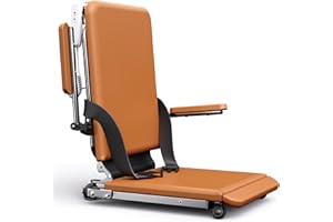 MEDIHOIST Upgrade Steel Electric Lift Chair with Advanced Wheels and PU Cushion, Floor Lift for Elderly, Support Up to 500 LBS, Safety Seat Belts and Handrails, Suitable for Home or Care Facilities Use, Brown