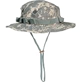 Mil-Tec Unisex Cotton Ripstop Boonie Hat - Durable Lightweight Tactical Outdoor Vented Wide Brim Hat w/Adjustable Chin Strap