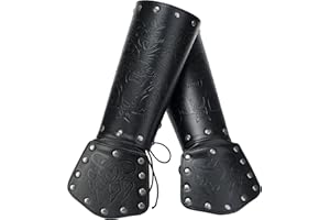HiiFeuer Viking Fenrir Gauntlet, Medieval Faux Leather Arm Armor Knight Bracer, LARP Halloween Costume