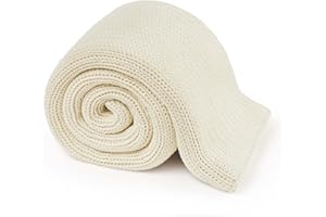 Guohaoi Knitted Weighted Blanket Kids (Cream 50"x60" 7lbs) No Beads Cooling Heavy Blanket, Home Decor Breathable Chunky Knit Throw Blanket for All-Season Use