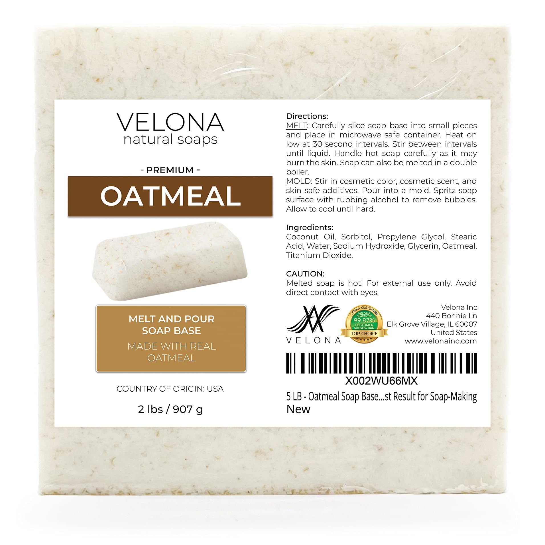 2 LB - Oatmeal Soap Base by Velona | SLS/SLES Free | Melt and Pour | Natural Bars for The Best Result for Soap-Making