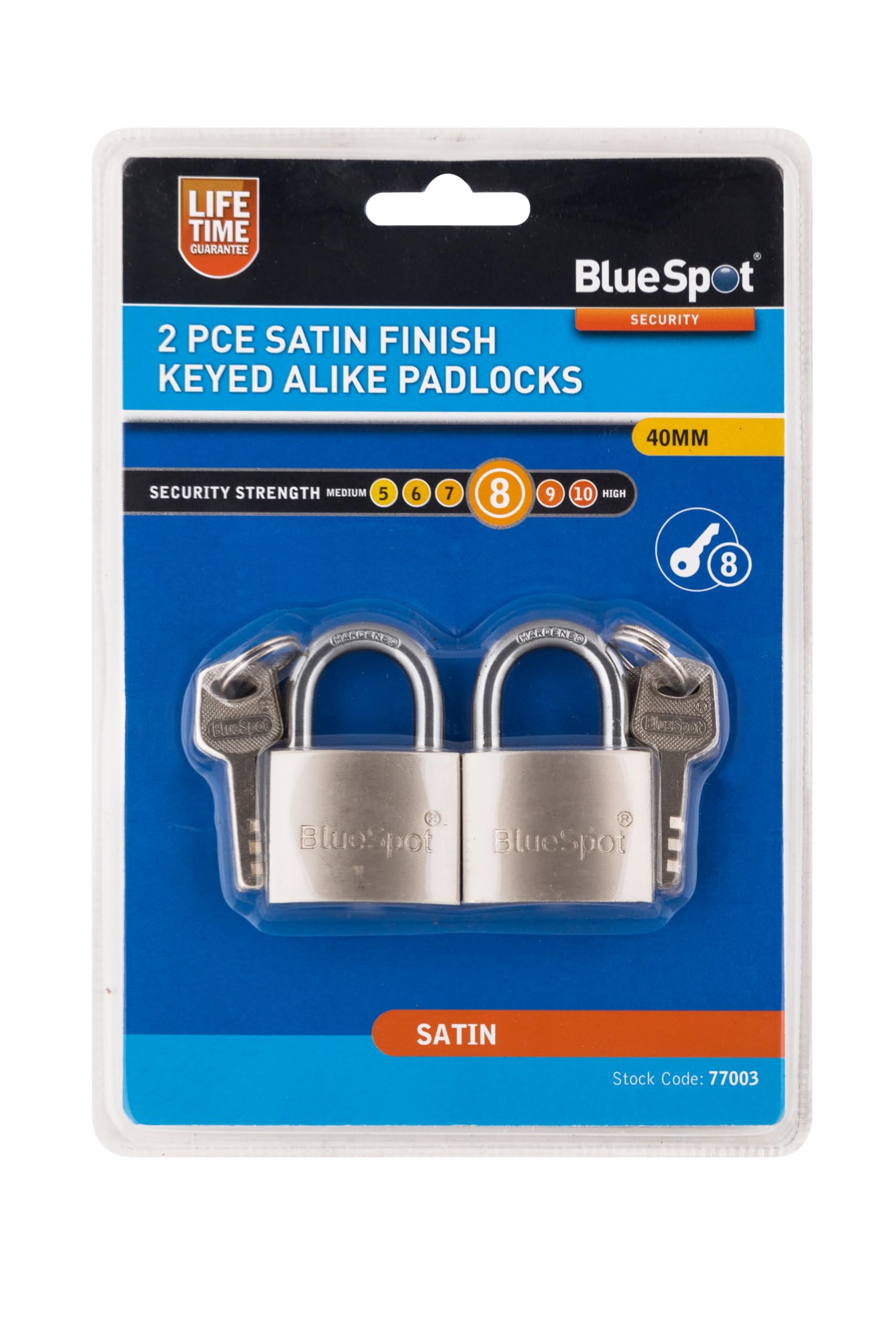 Fort Knox 77003 40 mm Satin Finish Keyed Alike Padlocks (2-Piece), Gold