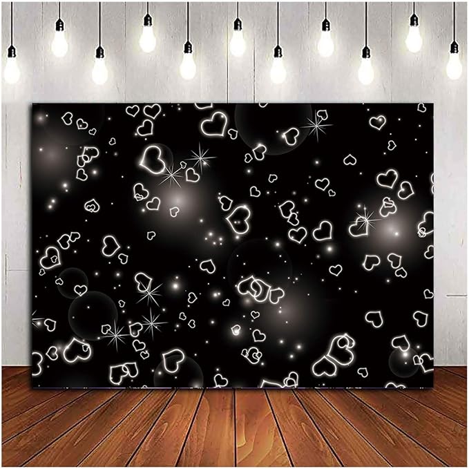 Personalized engraved leather wallet for boyfriend husband from wife Early 2000s Black Heart Theme Photo Backdrops 7x5ft Vinyl Valentines