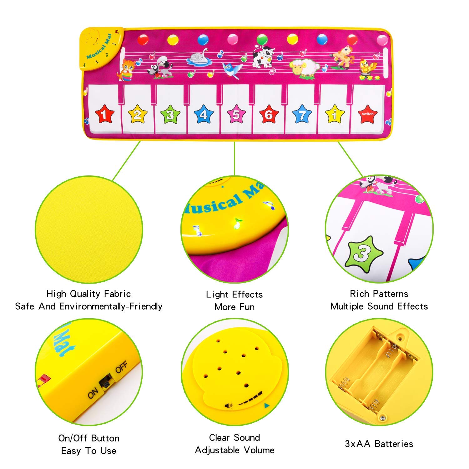 Piano Mat, Musical Dance Mat Keyboard Playmat Electronic Music Playmat Carpet Blanket for Kids Toys for 3-6 Year Old Girls 3 4 5 6 Year Old Girl Gifts Xmas Gifts for Kids