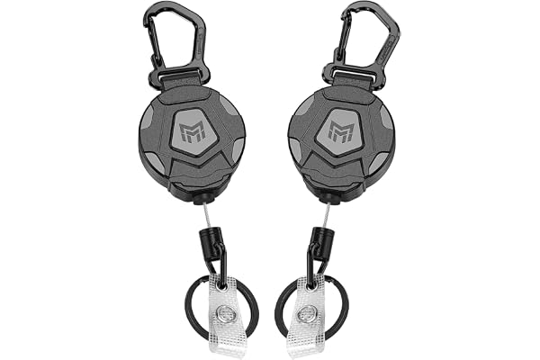 MNGARISTA 2-Pack Retractable Keychain, Heavy Duty Carabiner Badge Holder, Tactical ID Badge Reel Key Chain with 31.5” Steel R