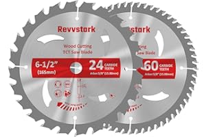 Revvstark Circular Saw Blade 6-1/2" 24T&60T, Carbide Tipped Teeth, TCT Saw Blades for Cutting Various Wood, Plastic and Composite Materials, 5/8" Arbor, Fit Dewalt Craftsman Ryobi Milwaukee