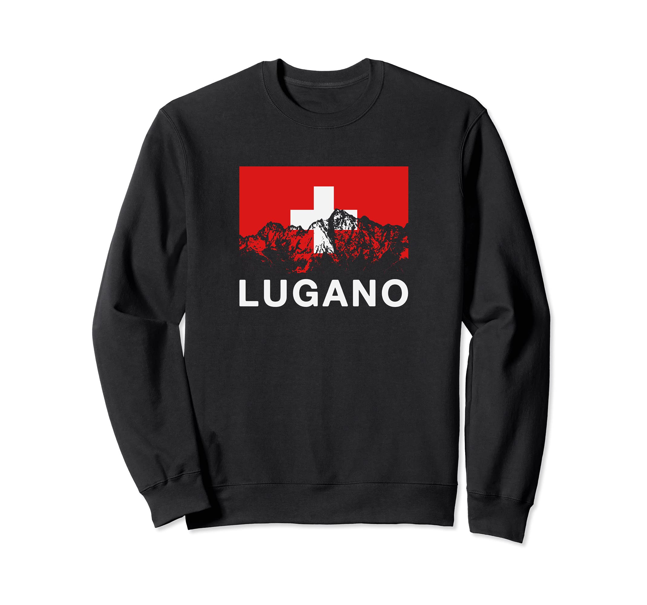 Lugano Switzerland Swiss Flag Ski Sweatshirt