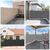 Sekey Balcony Privacy Screen 90x500cm Taupe Opaque Wind UV Protection 100% view 6