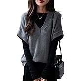 Ciovkis Women's Merino Wool Blend Sweater Vest 2025 Fall Winter Casual V Neck Sleeveless Knit Pullover Sweater