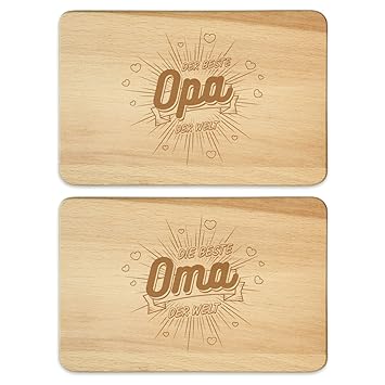 KIXY Frühstücksbrettchen - Beste Oma und Opa (Set) - Geschenk mit Gravur
