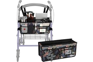 Rollator Basket, supregear Rollator Walker Bag w/Cup Holder, Foldable Rolling Walker Waterproof Storage Pouch with Big Capacity & Never Tipping Over, Easy to Use Rollator Accessories for Seniors