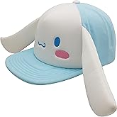 Hello Kitty Baseball Cap, Women's Snapback Hat with Flat Brim and 3D Ribbon and Ears
