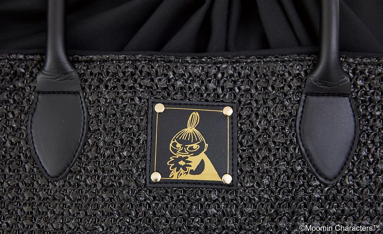 MOOMIN たっぷり入る! 巾着つきBIGかごバッグ BOOK BLACK ver.：6/29発売【ムック本付録】ムーミン 巾着つきBIGかごバッグ（BLACK ver.）リトルミイのタグ