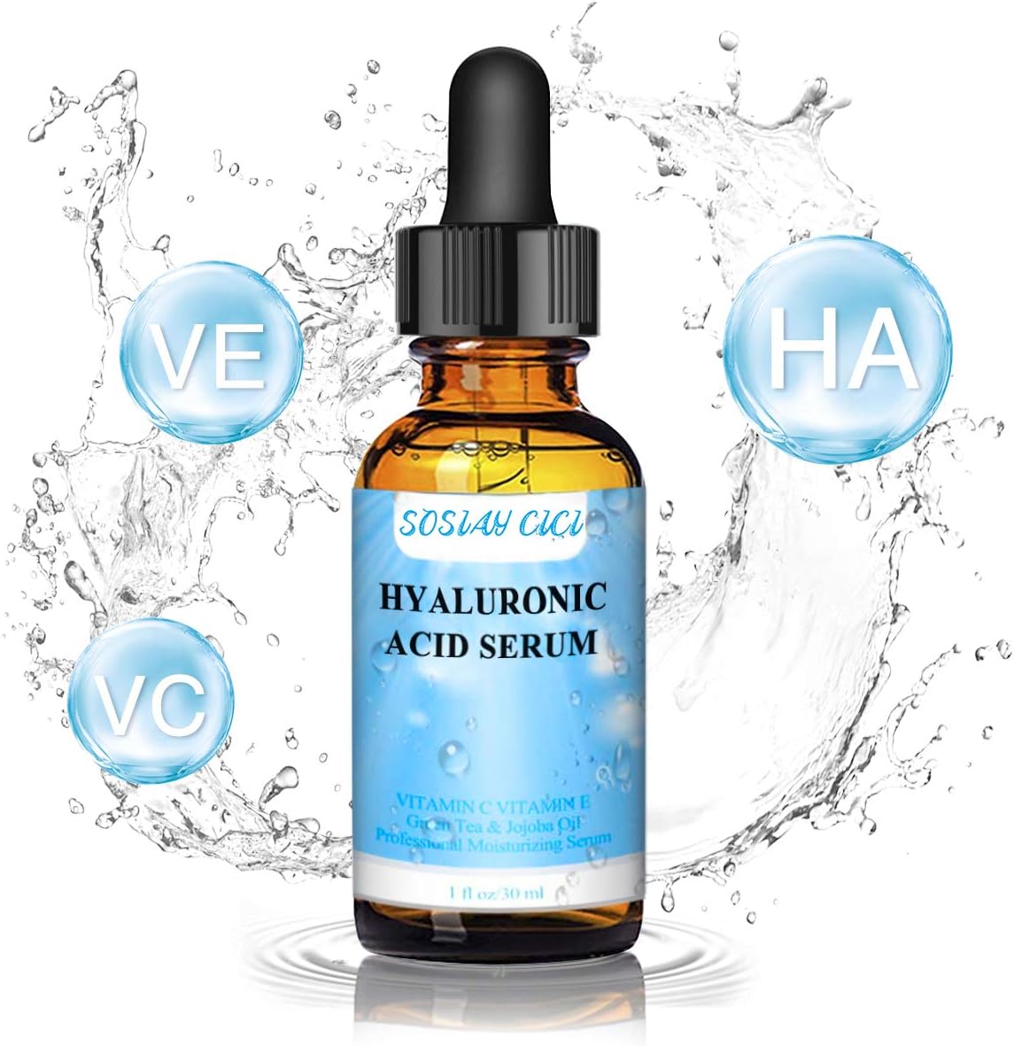 Hyaluronic Acid Serum-100% Pure Hyaluronic Acid Facial Serum Anti Wrinkle Anti Aging Serum for Face-Hydration Hydrating Moisture Serum, Non-greasy,for Dry Skin & Fine Lines-30ML