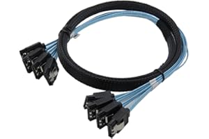 YIWENTEC High Speed 6Gbps Sata 3 iii Cable SAS Cable for Server 1M (4 sata 1M)