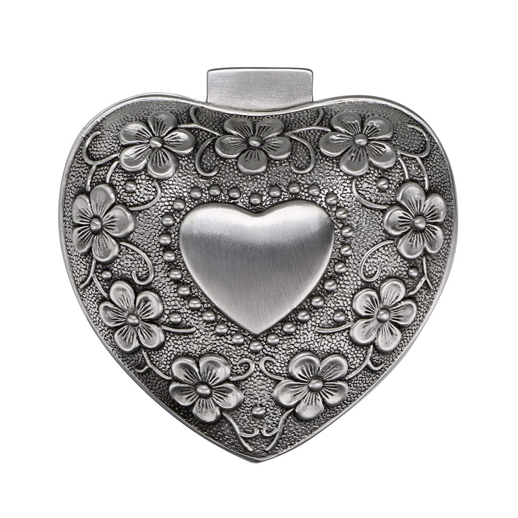 SumnaCon Metal Trinket Box - Antique Jewellery Storage Case, Heart Shape for Rings, Necklaces, Earrings & Keepsakes