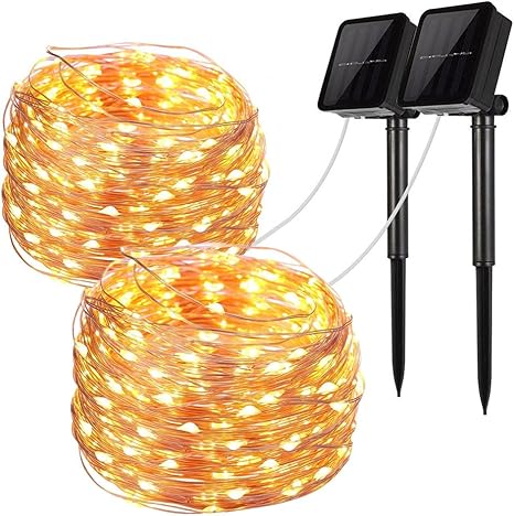 2 Pack 100 LED Solar Fairy Lights 33 