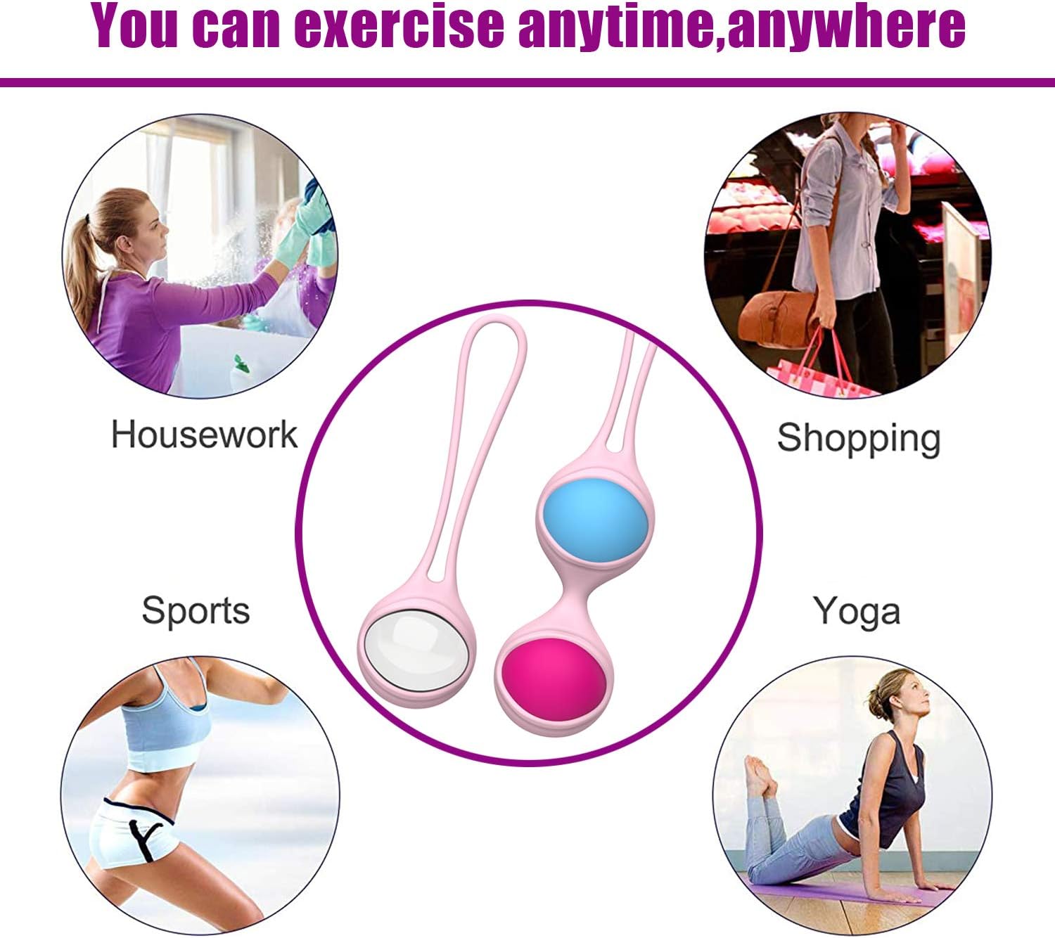 Kegel Exercise Weights - Ben Wa Kegel Balls Weighted Exercise Training Kit - Doctor Recommended Bladder Control Device & Pelvic Floor Exercise for Women & Post-Pregnancy Recover: Health & Personal Care