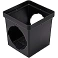 NDS 900 Square Catch Basin Drain With 2 Openings, Connect to 3-Inch, 4-Inch, 6-Inch & 8-Inch Drain Pipes, Manages Medium - Heavy Water Flows, 9-Inch, Plastic, Black