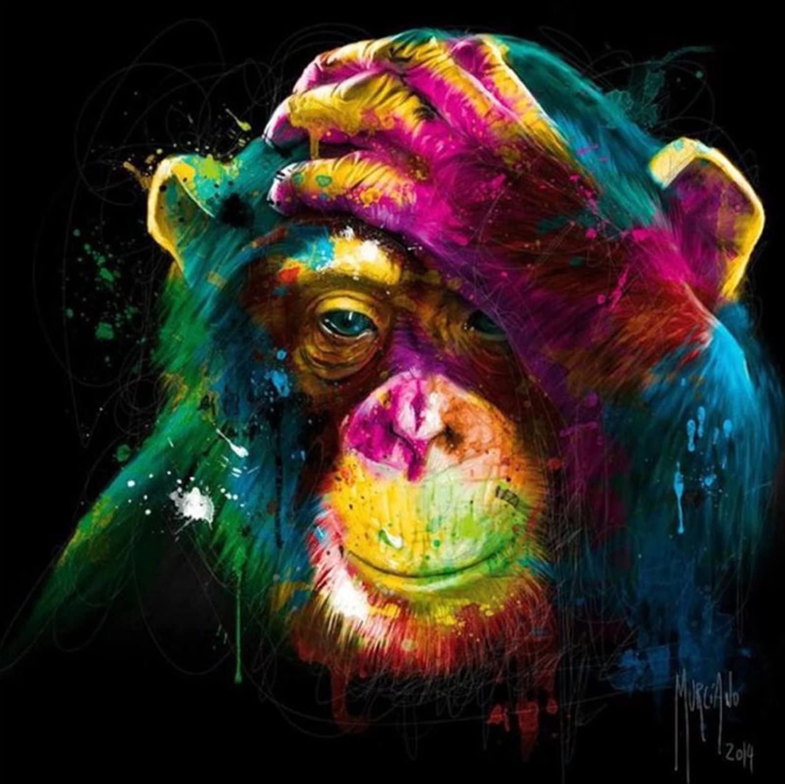 Tabeskly 5d Diamond Painting Kits for Adults UK Colorful Animal Orangutan Jewel Bead Gem Crystal Dimond Picture Art Kit Adults Full Drill Kids Crafts Gift