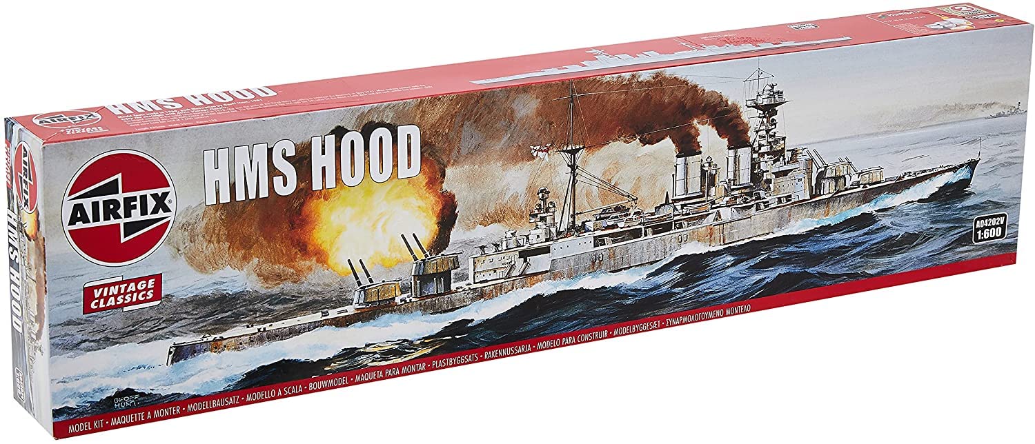 Airfix Vintage Classics Set - A04202V HMS Hood - Plastic Model Ship Kits for Adults & Children 8+, Set Includes 131 Pieces - 1:600 Scale Model Ship Set, Navy — image 1