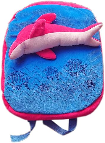 Punyah Creations Dolphin School Bag Soft Toy (Blue Pink)