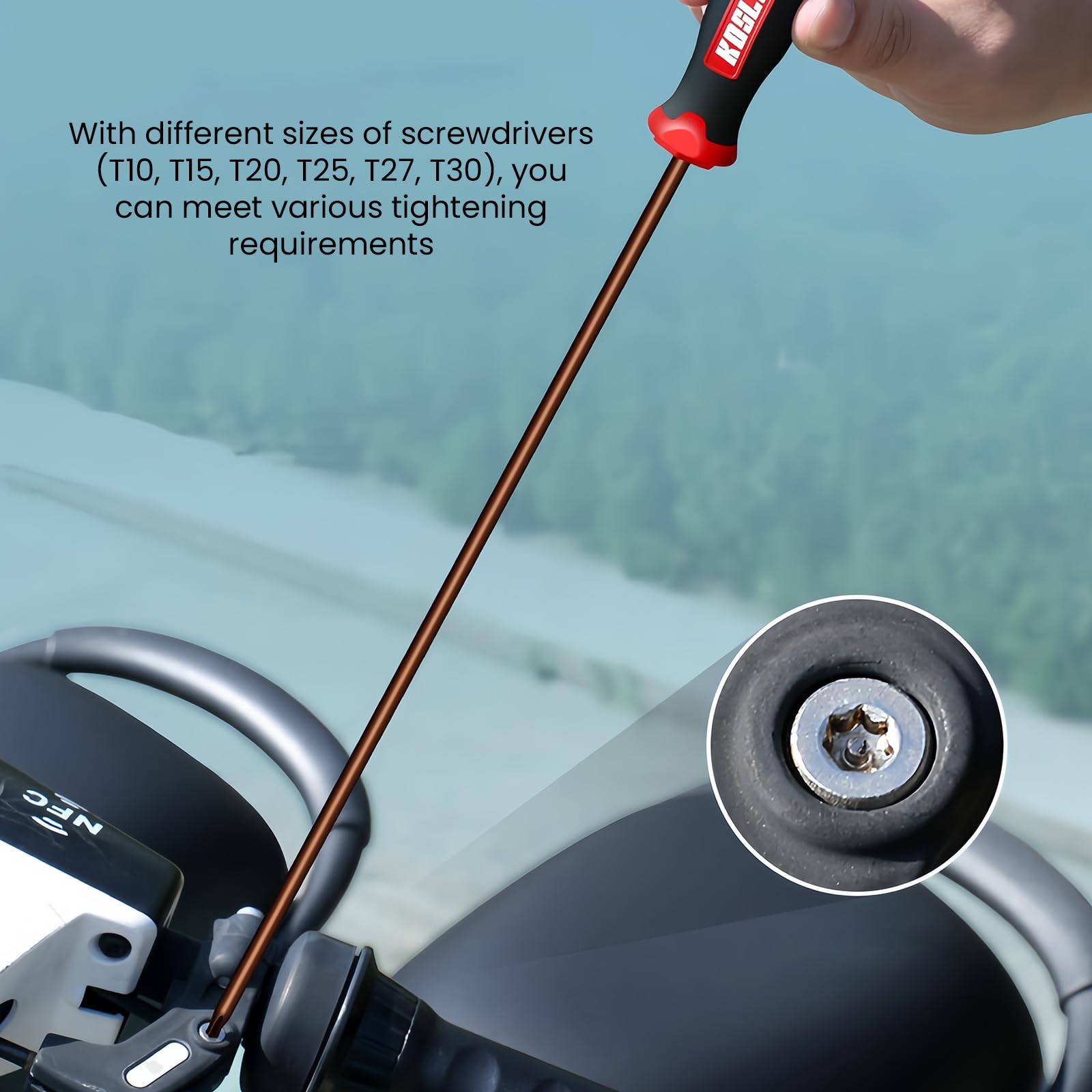 WIYETY 6 Stück Langes Torx-Schraubendreher: Schraubendreher Magnetisch, Lange Sternschraubendreher Klingenlänge 300mm, ‎Schraubenzieher Set mit Kunststoff Griff(T10,T15,T20,T25,T27,T30) 5