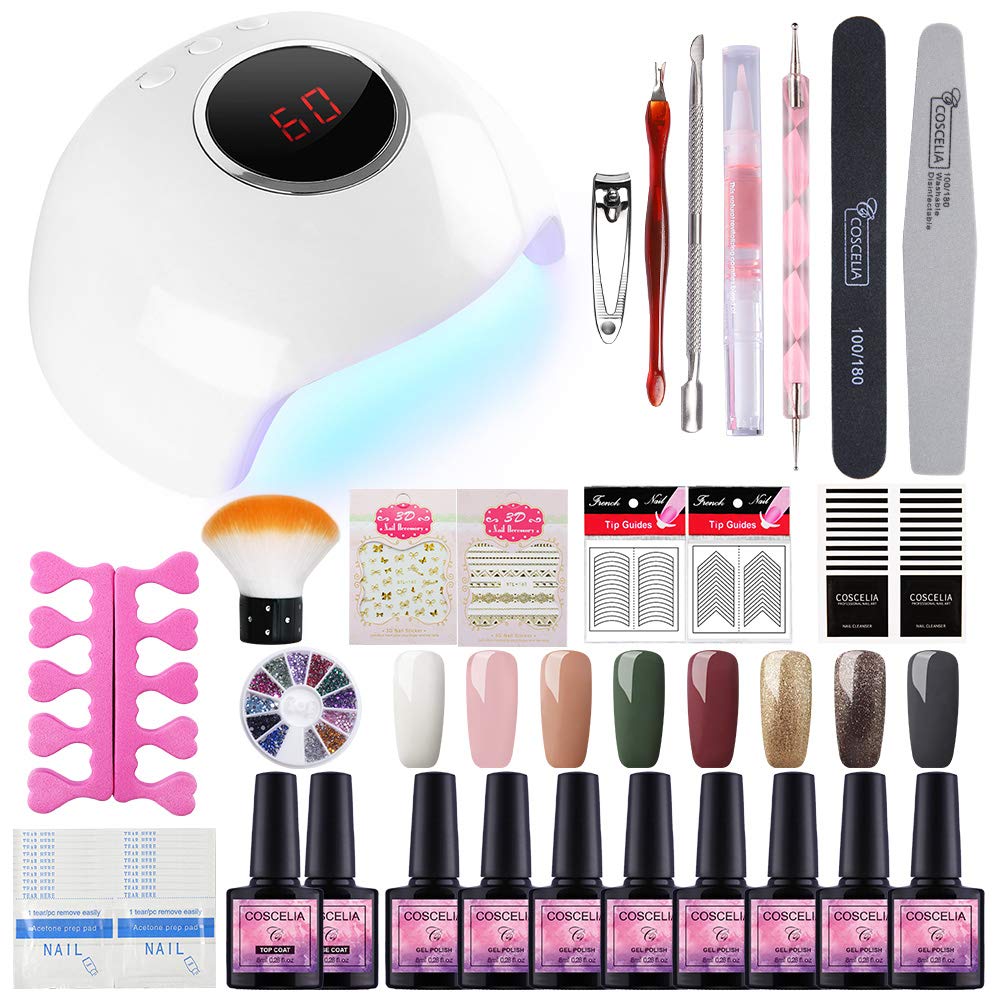 SaintAcior Gellack UV Nagellack Set für Gelnägel 24W UV/LED Nagellampe