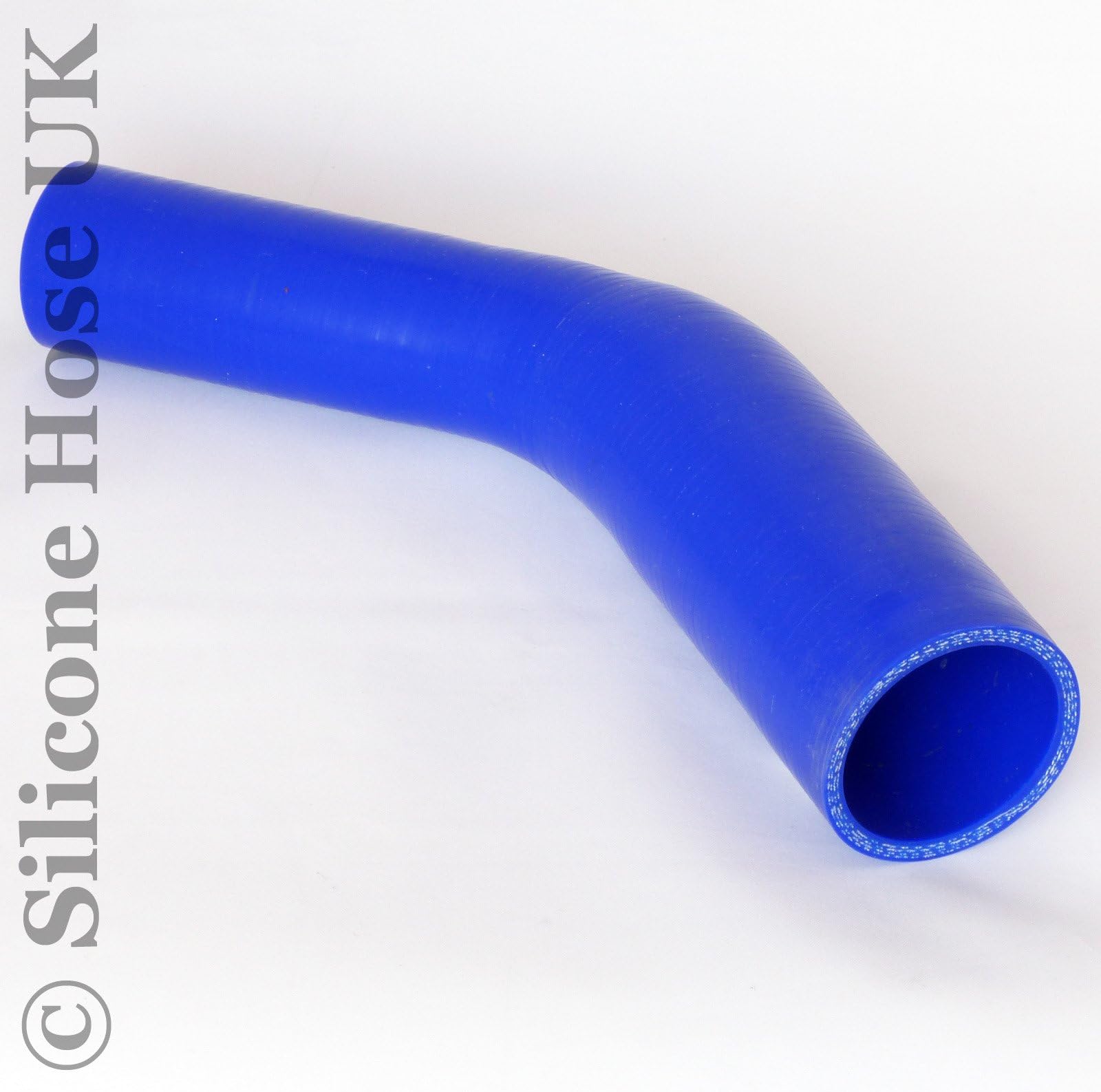 45 degree Reinforced Silicone Reducer Hose Elbow for Turbo or Coolant ID: 76mm > 63mm - Blue
