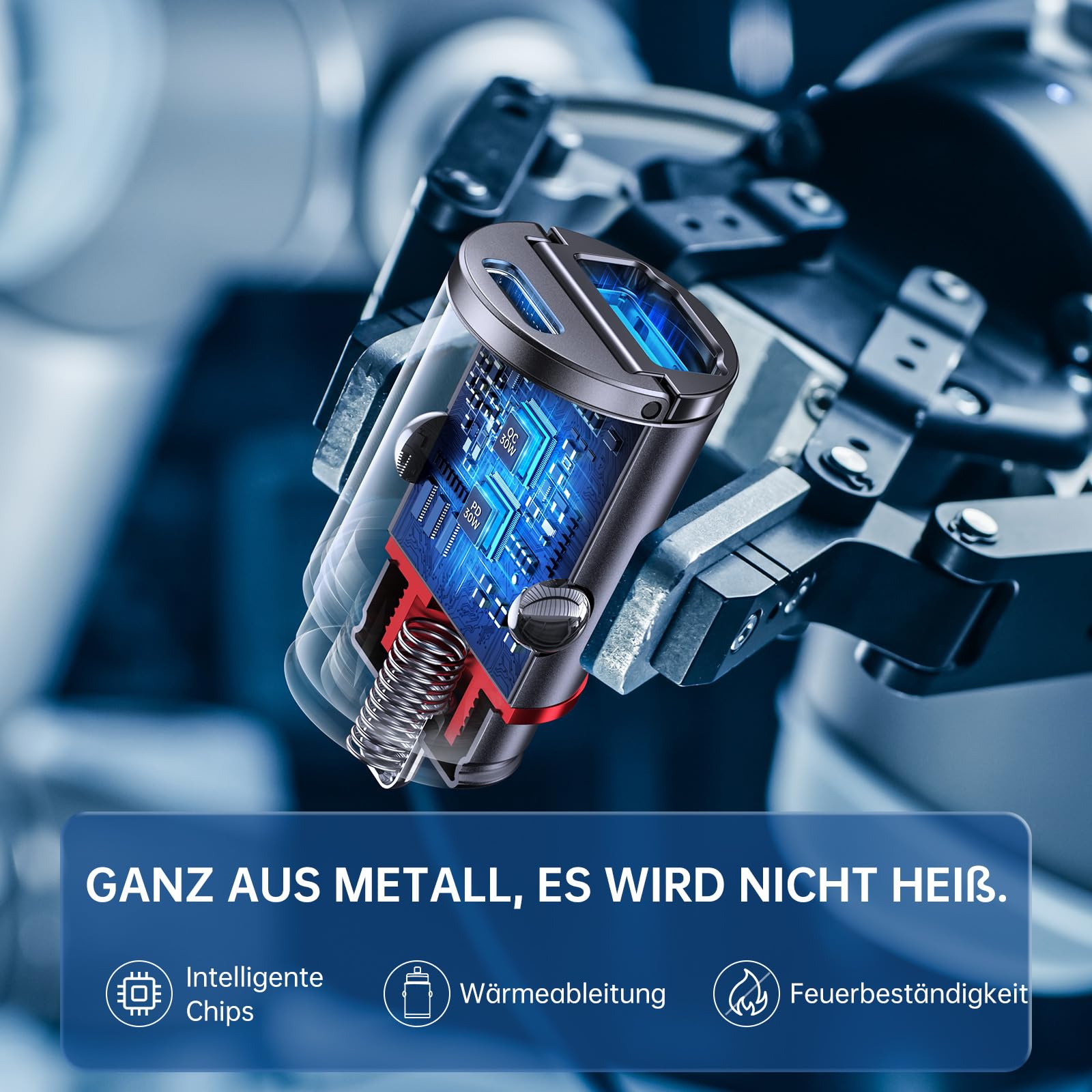 Syncwire 60W Zigarettenanzünder USB C & USB Auto Adapter [PD 30W & QC 30W] Super Mini Ganzmetall KFZ Ladegerät USBC Kompatibel mit iPhone, Samsung, Huawei, Xiaomi, Google Pixel - Schwarz 4
