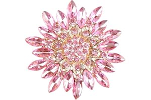 GYRMMUE Premium Rhinestone Sunflower Brooch Pin Red Pink Flower Brooch Elegant Clothing Hat Bag Skirt Accessories for Women