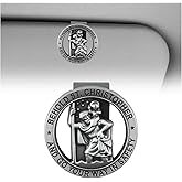 St Christopher Medal for Car Visor Clip,Stylish Saint Christopher Medal for Car with Embossed Design for Cars Decor,Personalized St. Christophers Medals for Cars