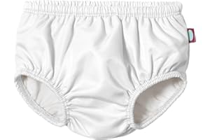 CITY THREADS Made in USA Baby Girls and Boys Swim Diaper Cover Reusable Leakproof for Swimming Pool Lessons Beach, White, 3T