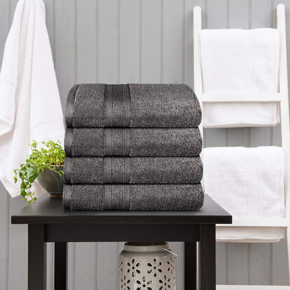 TRIDENT Bath Towels, 4 Piece Bathroom Towels, 100% Cotton, Highly Absorbent Large Bath Towels Set, Super Soft Towels for Bathroom, Soft and Plush, 500 GSM (Charcoal): Kitchen & Dining