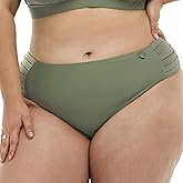 Body Glove Retro Plus Size High Waist Bikini Bottom Swimsuit, Available in Sizes 1X,2X,3X Cactus