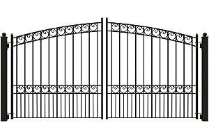 ALEKO 14x6 Paris Dual Swing Driveway Gate, Anti-Rust Galvanized Steel, Outdoor Fence Security Barrier - DG14PARD