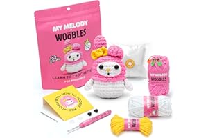 The Woobles Hello Kitty Crochet Kit - Beginners Wooble Crochet Animal Kit Crafts with Easy Peasy Yarn as seen on Shark Tank - with Step-by-Step Video Tutorials (My Melody)