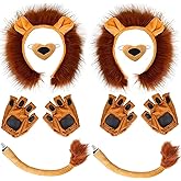 JehaYu 10 Pcs Lion Costume Adult Lion Ears Headband Animal Costume Adult Nose Paw Gloves Tail for Cosplay Party