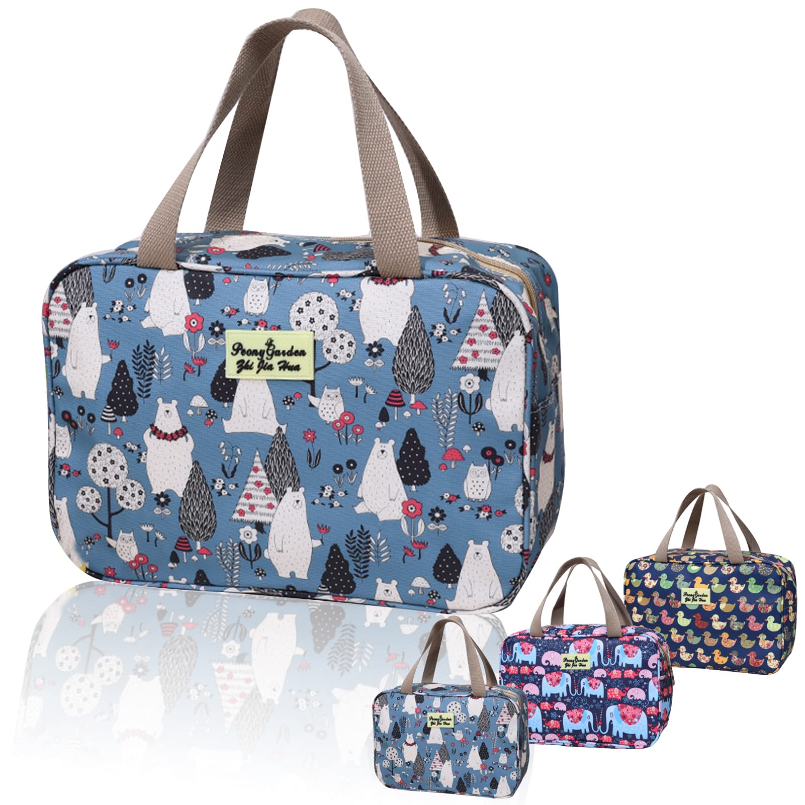 Toiletry Bag, Large Travel Hanging Make up Wash Bags, Portable Waterproof Cosmetic Bag, Light Blue White Bear Toiletry Kit, Bathroom Storage Case for Women Girls Ladies (White Bear)