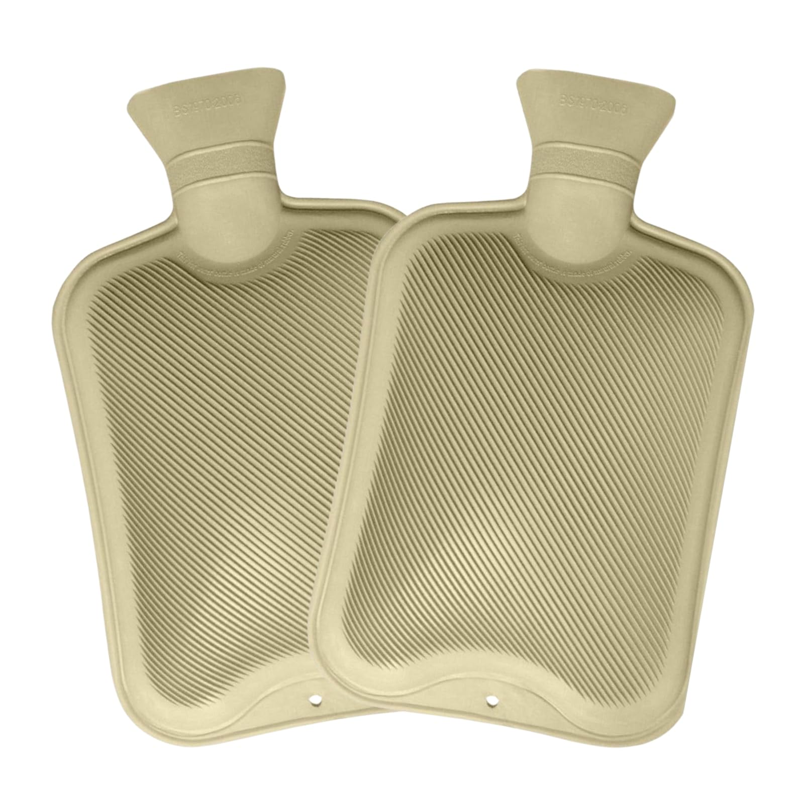 Pack of 2 Hot Water Bottles | Natural Rubber Large Hot Water Bottle 2L | Cream Hot Water Bag for Pain Relief Secure & Leakproof (2 Litre Cream)