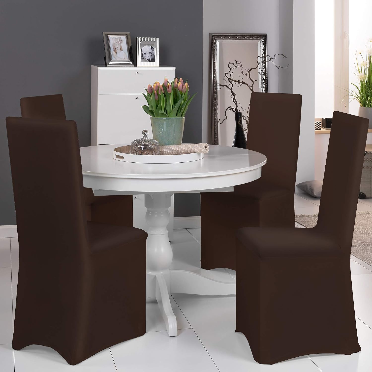 Beautissu Chair Slipcover 45x95cm Leona, Stretch Chair Cover for Dining Chair, Easyfit Stretch Chair Cover - Image 3