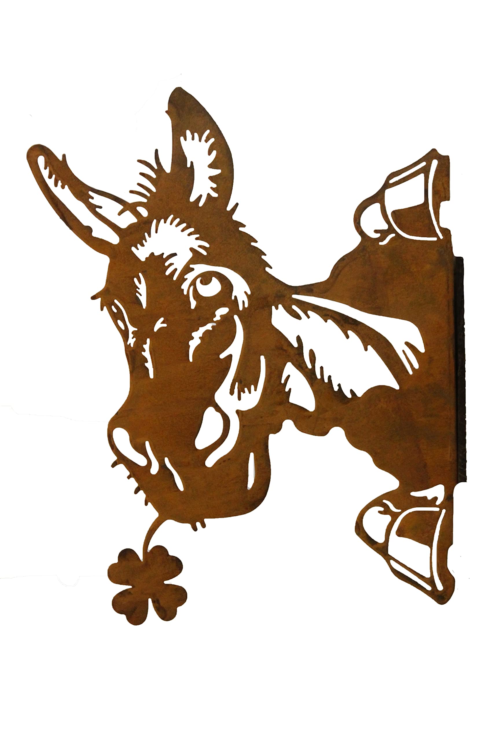 Tree Stake Metal Rusty Garden Decoration Patina Cow Head Wall Decoration for Screwing On (Donkey Patina)