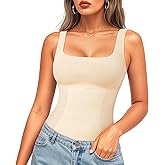 LODAY Compression Tank Tops for Women Shapewear Tummy Control Body Shaper Square Neck Camisole Tops