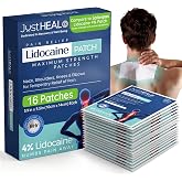 Lidocaine Patches 16 Pack 4% Numbing Pain Relief for Knee, Neck &amp; Back | Maximum Strength 4% Lidocaine Topical Analgesic Patches for Nerve, Sciatica, Shoulder, Joint, Muscle and Back Pain Relief