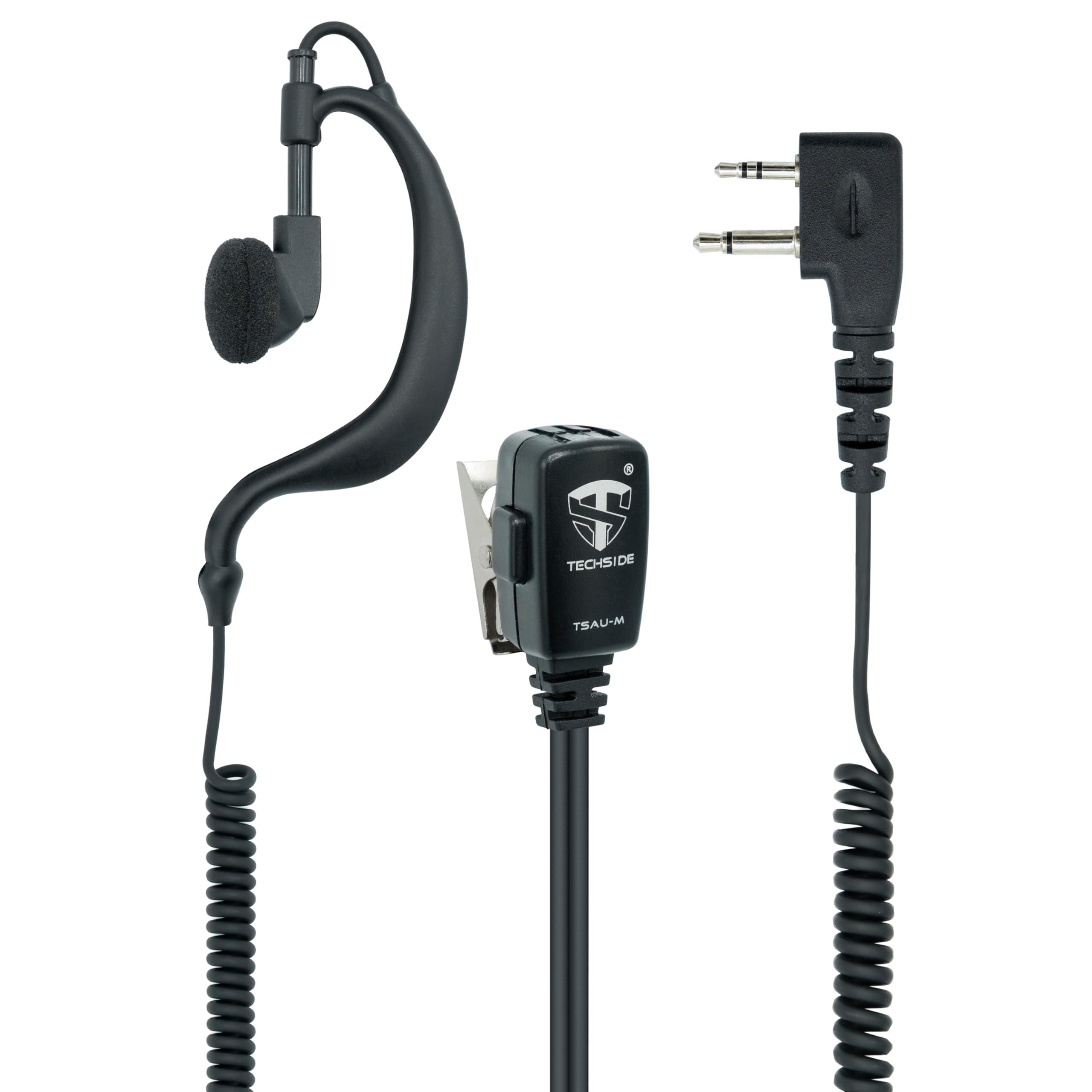 TechSide Headset Microphone with Coiled Dual Cable 2-Pin Midland | For Two-Way Radios | Compatible with G7 pro G8 G9 pro M24 M48 M99 XT30 XT50 XT70 | Surveillance Security SoftAir