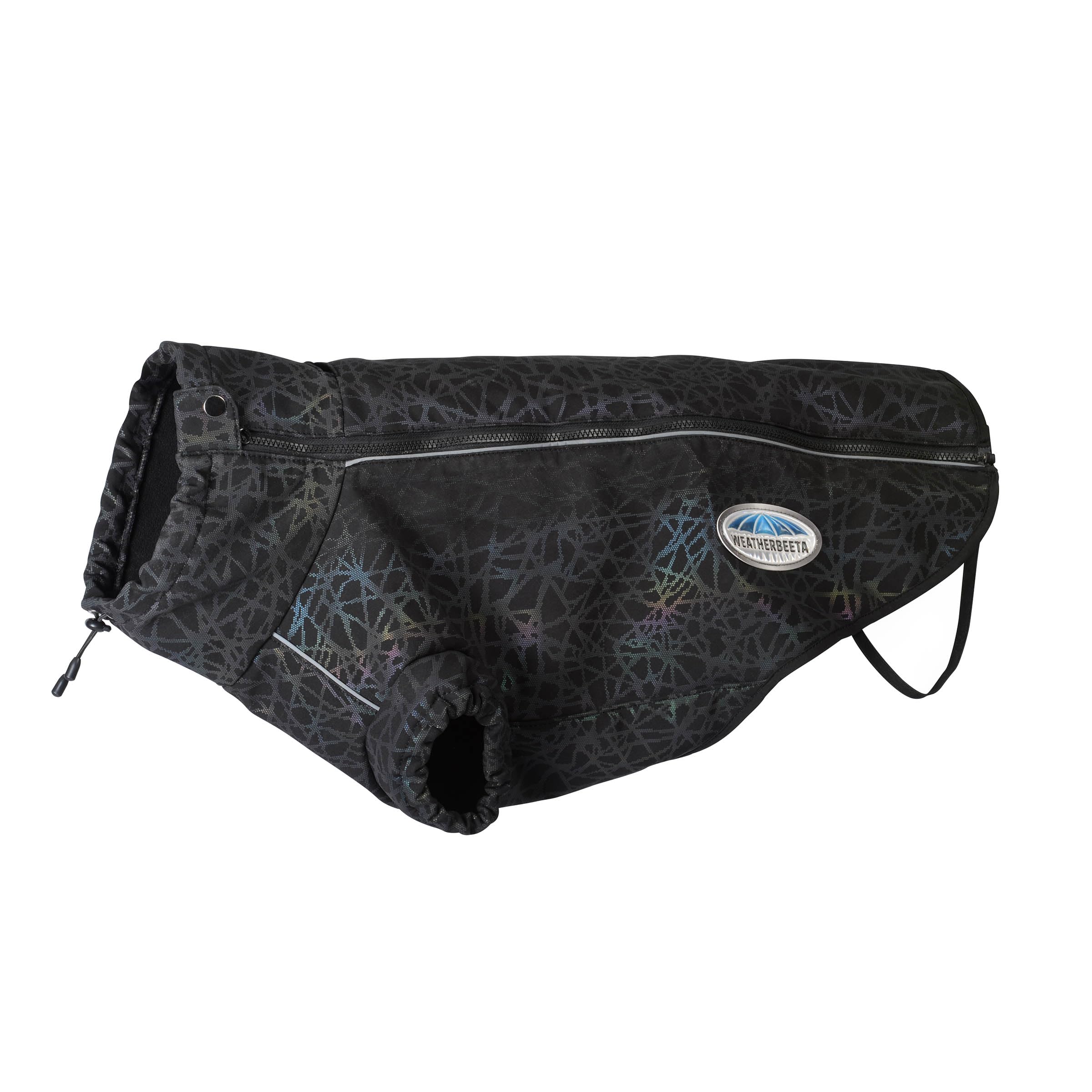 WeatherBeeta ComFiTec Reflective Print Active Dog Coat, Black/Reflective Rainbow, 50cm